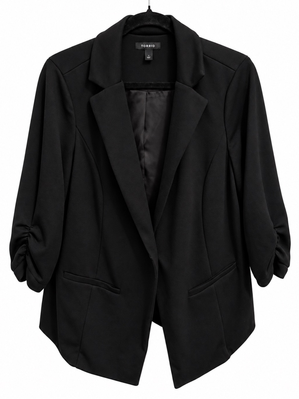torrid Black Draped Open-Front Blazer Jacket Size 1
